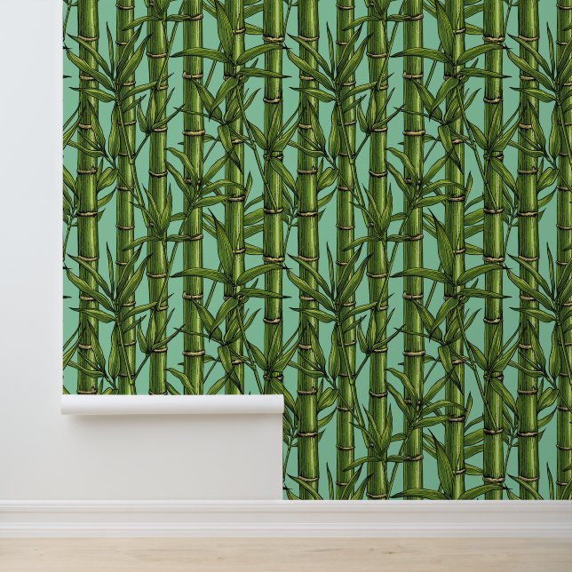Bamboo forest on light blue wallpaper (Application)