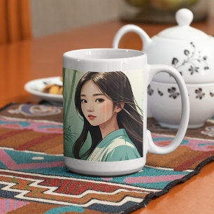 Bamboo Forest with Asian Woman Coffee Mug