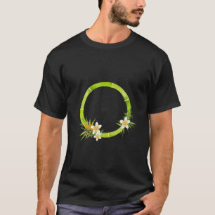 Bamboo Frame With Leaves And Exotic Flowers T-Shirt