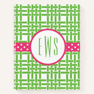 Bamboo & Grosgrain Monogrammed Spiral Notebook