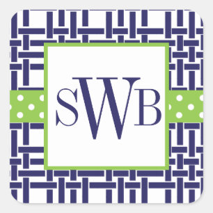 Bamboo & Grosgrain Monogrammed Stickers