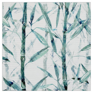 Bamboo grove green and white fabric