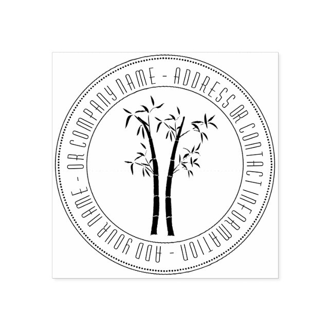 Bamboo In Circular Frame Wood Stamp (Imprint)