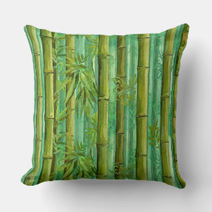 Bamboo Jungle Grove Warm Cool Greens Cushion