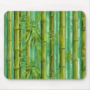 Bamboo Jungle Grove Warm Cool Greens Mouse Pad