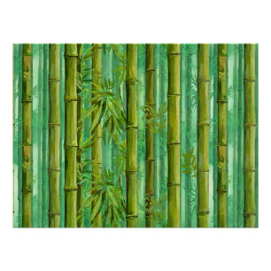 Bamboo Jungle Grove Warm Cool Greens Poster
