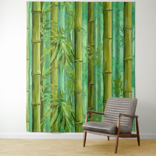 Bamboo Jungle Grove Warm Cool Greens Tapestry