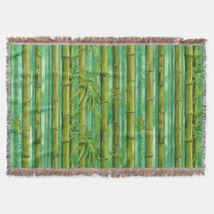 Bamboo Jungle Grove Warm Cool Greens Throw Blanket