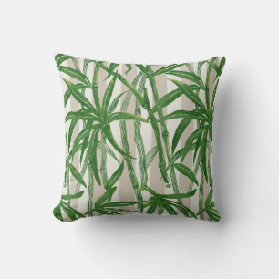 Bamboo Jungle Hawaiian Stripe - Green and Taupe Cushion