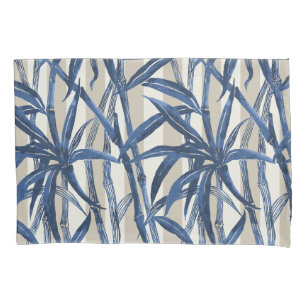 Bamboo Jungle Hawaiian Stripe - Navy and Taupe Pillowcase