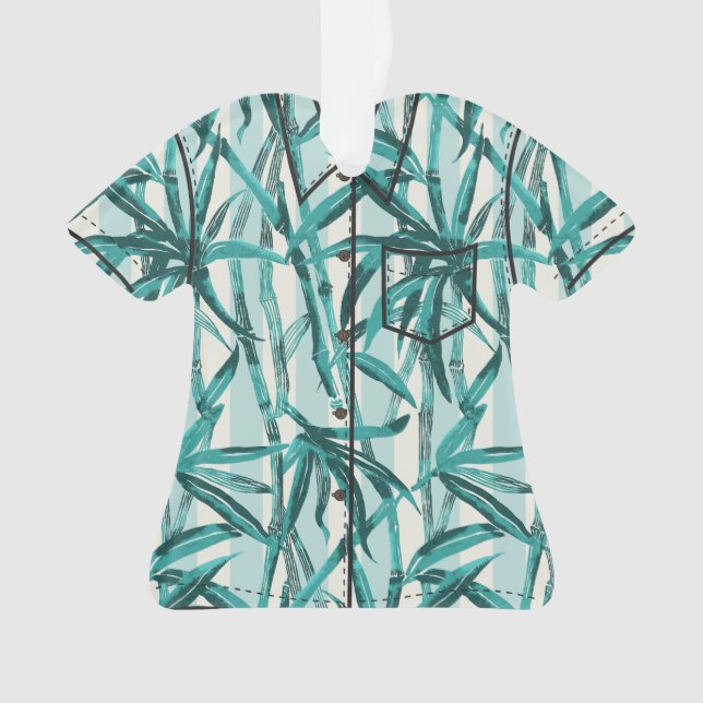 Bamboo Jungle Hawaiian Stripe - Teal Ornament (Front)