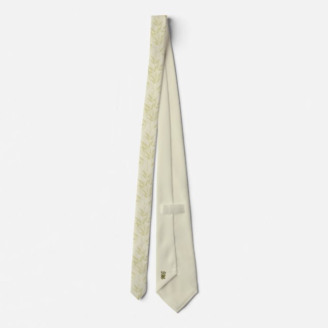Bamboo Leaf Pattern Tie – Elegant Monogram Style (Back)