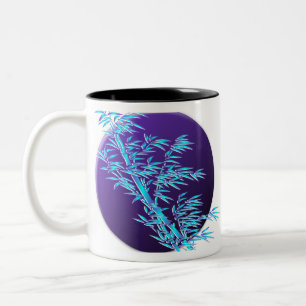 bamboo leaves circle round Two-Tone coffee mug