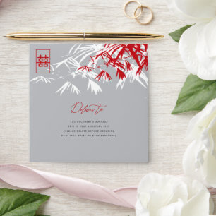 Bamboo Leaves Double Happiness Chinese Wedding Envelopes