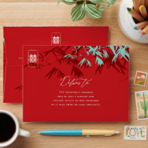 Bamboo Leaves Double Happiness Chinese Wedding