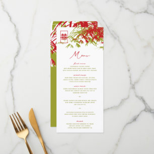 Bamboo Leaves Double Happiness Wedding Menu Card