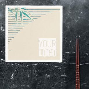bamboo leaves in Ivory - add logo Napkin