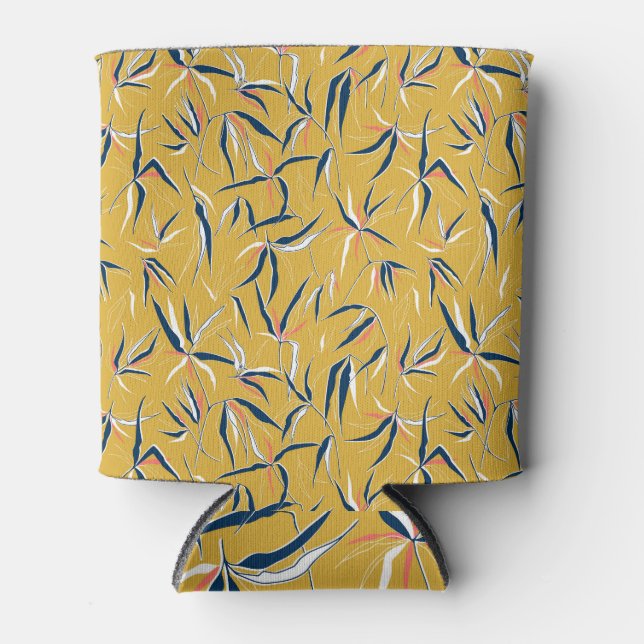 Bamboo Leaves: Tossed Vintage Pattern Can Cooler (Front)