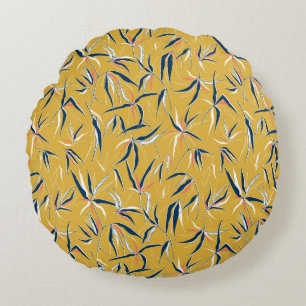 Bamboo Leaves: Tossed Vintage Pattern Round Cushion