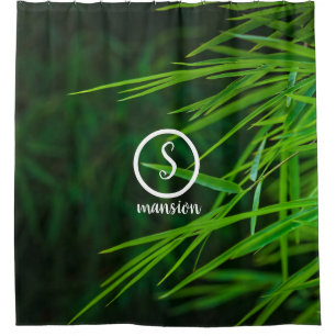 Bamboo Leaves with Customisable Logo and Text Shower Curtain