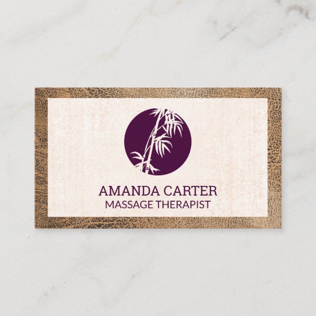 Bamboo Logo | Leather Texture Business Card (Front)