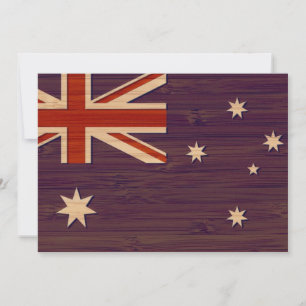 Bamboo Look & Engraved Australia Australian Flag Invitation