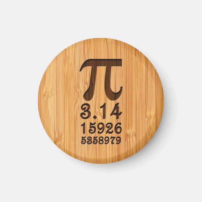 Bamboo Look & Engraved Pi Numbers Magnet (Front)