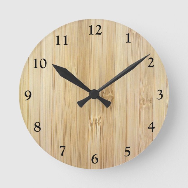 Bamboo-Look Round Clock (Front)