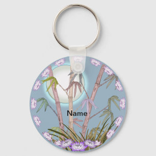 Bamboo Lotus Moon  Key Ring