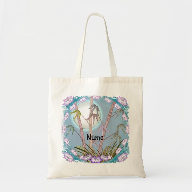 Bamboo Lotus Moon  Tote Bag (Front)