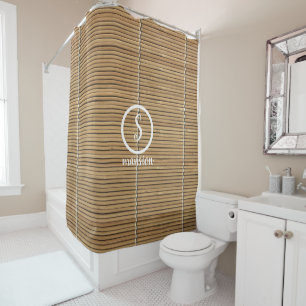Bamboo Mat with Customisable Logo and Text Shower Curtain