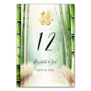 Bamboo Modern Chinese Wedding Table Number