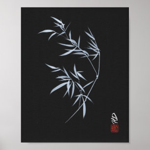 Bamboo Moon Circle Watercolor Art Poster