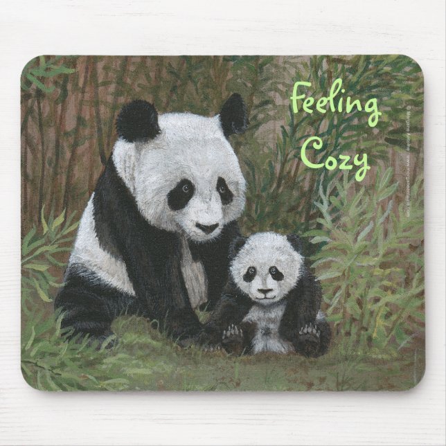 Bamboo Nest Panda Bear mousepad Feeling Cosy (Front)