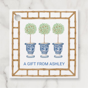 Bamboo & Olive Topiary Crest Monogram Favour Tags