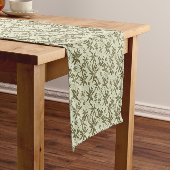 Bamboo on Beige Sheers - seamless surface pattern. Short Table Runner (In Situ)