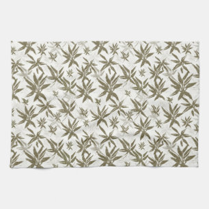 Bamboo on White Sheers - seamless surface pattern. Tea Towel