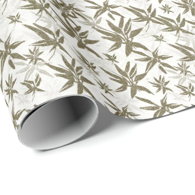 Bamboo on White Sheers - seamless surface pattern. Wrapping Paper (Roll Corner)