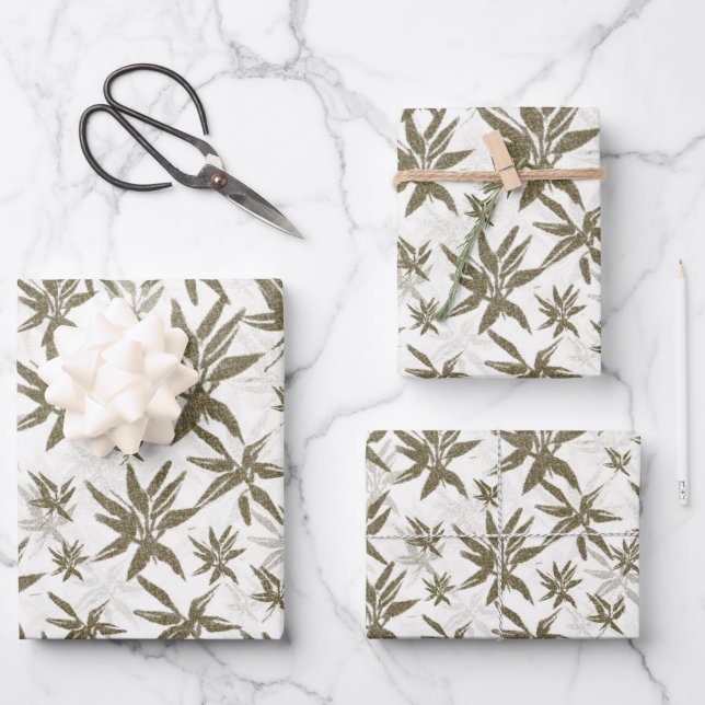 Bamboo on White Sheers - seamless surface pattern. Wrapping Paper Sheet (Front)