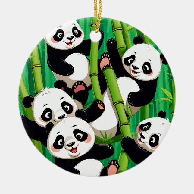 Bamboo Panda Ceramic Ornament (Front)