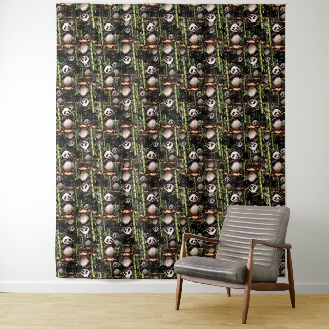 Bamboo Panda Pattern Design  Tapestry (In Situ)
