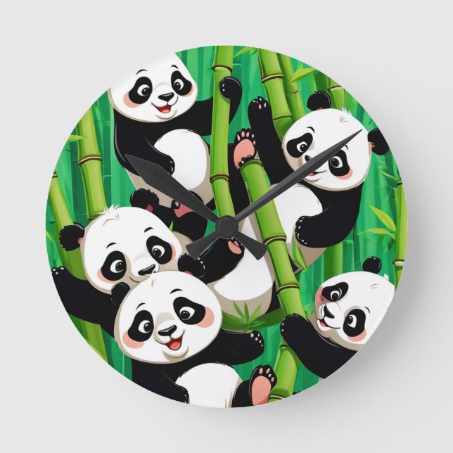 Bamboo Panda Round Clock (Front)