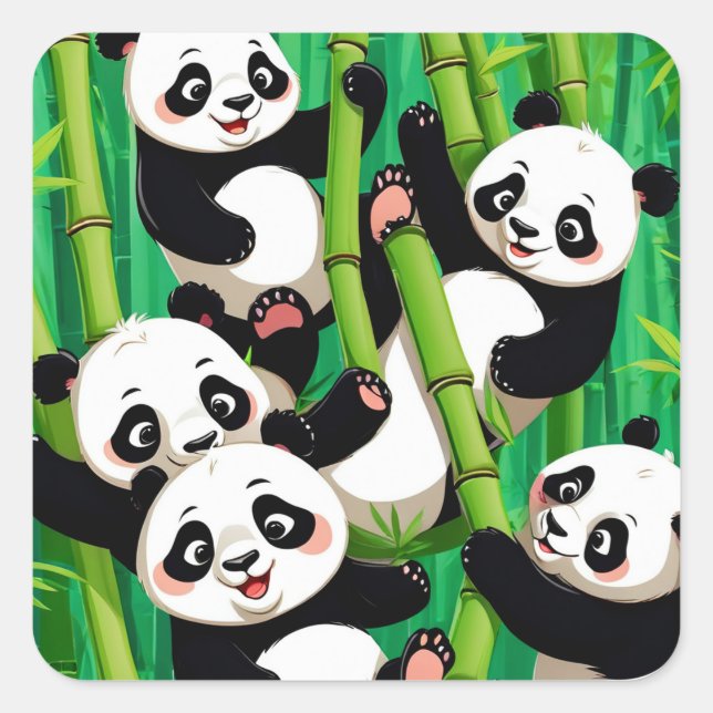 Bamboo Panda Square Sticker (Front)