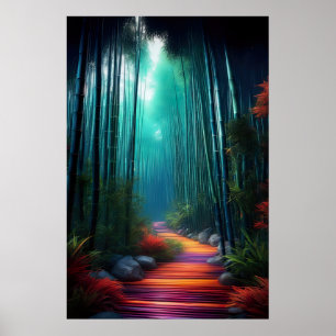 Bamboo Passage, A Path of Brown Wood Poster