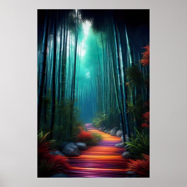 Bamboo Passage, A Path of Brown Wood Poster (Front)