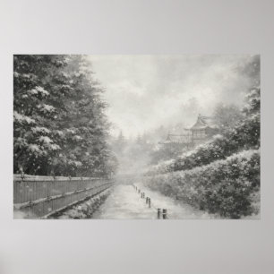 Bamboo Path in Snow – Yang   Japanese Zen Wall Art