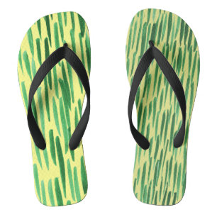  Bamboo Pattern Jungle Vibe Green Stripes Thongs