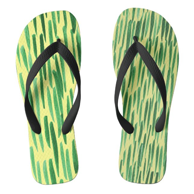  Bamboo Pattern Jungle Vibe Green Stripes Thongs (Footbed)