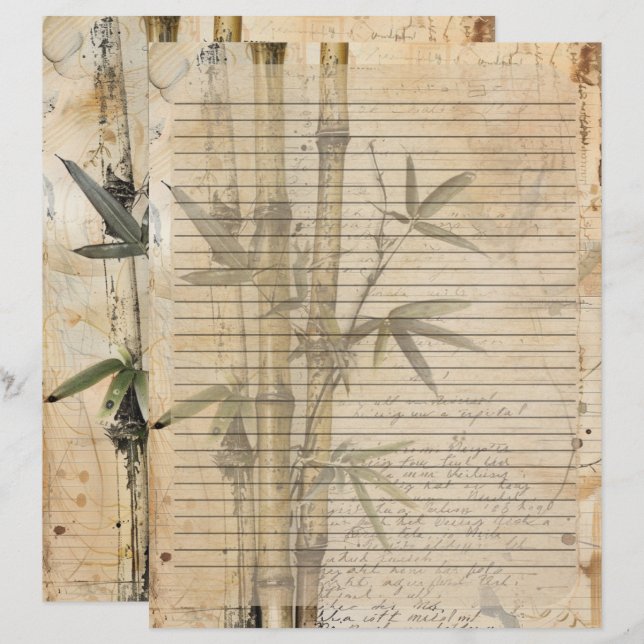 Bamboo Plant Old Manuscript  Custom Letterhead (Front/Back)
