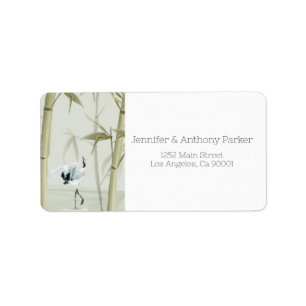 Bamboo Plants and Exotic Crane Label